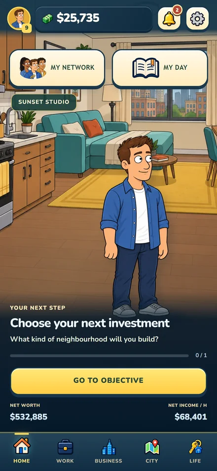 Alex builds a new routine — English pre-release gameplay from Homeless to Millionaire